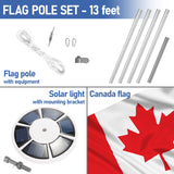 BRUBAKER Flag Pole Set with Canada Flag and Solar Lights - 20 or 13 Ft In-Ground Aluminum Pole, 3 x 5 Ft Canadian Flag and Solar Powered Automatic Flag Pole Lights Kit