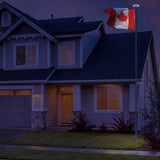 BRUBAKER Flag Pole Set with Canada Flag and Solar Lights - 20 or 13 Ft In-Ground Aluminum Pole, 3 x 5 Ft Canadian Flag and Solar Powered Automatic Flag Pole Lights Kit