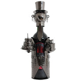 BRUBAKER Wine Bottle Holder "Happy Birthday" - Metal Sculpture - Wine Rack Decor - Tabletop - With Greeting Card