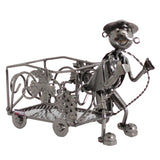 BRUBAKER Wine Bottle Holder "Winemaker" - Metal Sculpture - Wine Rack Decor - Tabletop - With Greeting Card