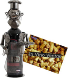 BRUBAKER Wine Bottle Holder "Barbecue Master" - Metal Sculpture - Wine Rack Decor - Tabletop - With Greeting Card
