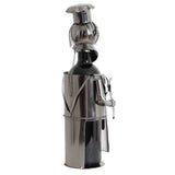 BRUBAKER Wine Bottle Holder "Barbecue Master" - Metal Sculpture - Wine Rack Decor - Tabletop - With Greeting Card