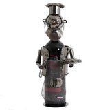 BRUBAKER Wine Bottle Holder "Barbecue Master" - Metal Sculpture - Wine Rack Decor - Tabletop - With Greeting Card