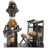 BRUBAKER Wine Bottle Holder "Tree Cutter" - Metal Sculpture - Wine Rack Decor - Tabletop - With Greeting Card