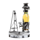 BRUBAKER Wine Bottle Holder "Swiveling Grill" - Metal Sculpture - Wine Rack Decor - Tabletop - With Greeting Card