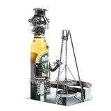 BRUBAKER Wine Bottle Holder "Swiveling Grill" - Metal Sculpture - Wine Rack Decor - Tabletop - With Greeting Card