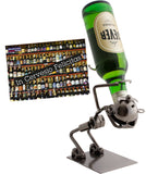 BRUBAKER Wine Bottle Holder "Drinker" - Metal Sculpture - Wine Rack Decor - Tabletop - With Greeting Card