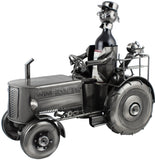 BRUBAKER Wine Bottle Holder "Tractor" - Metal Sculpture - Wine Rack Decor - Tabletop - With Greeting Card
