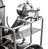 BRUBAKER Wine Bottle Holder "Tractor" - Metal Sculpture - Wine Rack Decor - Tabletop - With Greeting Card