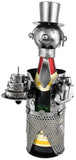 BRUBAKER Wine Bottle Holder "Happy Birthday" - Metal Sculpture - Wine Rack Decor - Tabletop - With Greeting Card