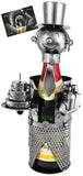 BRUBAKER Wine Bottle Holder "Happy Birthday" - Metal Sculpture - Wine Rack Decor - Tabletop - With Greeting Card