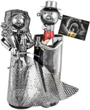 BRUBAKER Wine Bottle Holder "Wedding Couple" - Metal Sculpture - Wine Rack Decor - Tabletop - With Greeting Card