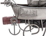 BRUBAKER Wine Bottle Holder "Sailing Boat" - Metal Sculpture - Wine Rack Decor - Tabletop - With Greeting Card