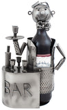 BRUBAKER Wine Bottle Holder "Barkeeper" - Metal Sculpture - Wine Rack Decor - Tabletop - With Greeting Card