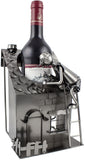BRUBAKER Wine Bottle Holder "House with Roofer" - Metal Sculpture - Wine Rack Decor - Tabletop - With Greeting Card