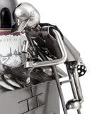 BRUBAKER Wine Bottle Holder "House with Roofer" - Metal Sculpture - Wine Rack Decor - Tabletop - With Greeting Card