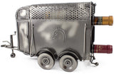 BRUBAKER Wine Bottle Holder "Horse Trailer" - Metal Sculpture - Wine Rack Decor - Tabletop - With Greeting Card
