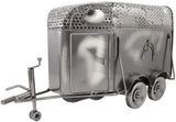 BRUBAKER Wine Bottle Holder "Horse Trailer" - Metal Sculpture - Wine Rack Decor - Tabletop - With Greeting Card