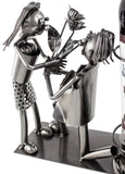 BRUBAKER Wine Bottle Holder "Marriage Proposal" - Metal Sculpture - Wine Rack Decor - Tabletop - With Greeting Card