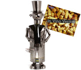 BRUBAKER Wine Bottle Holder "Chimney Sweeper" - Metal Sculpture - Wine Rack Decor - Tabletop - With Greeting Card