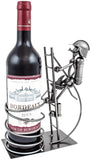 BRUBAKER Wine Bottle Holder "Firefighter" - Metal Sculpture - Wine Rack Decor - Tabletop - With Greeting Card