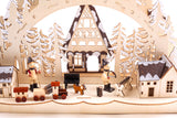 BRUBAKER 3D LED Candle Arch - Winter Landscape with Woodworkers - LED Lighting - Natural Wood - 17.1 x 10.6 x 4 Inches - Hand Painted
