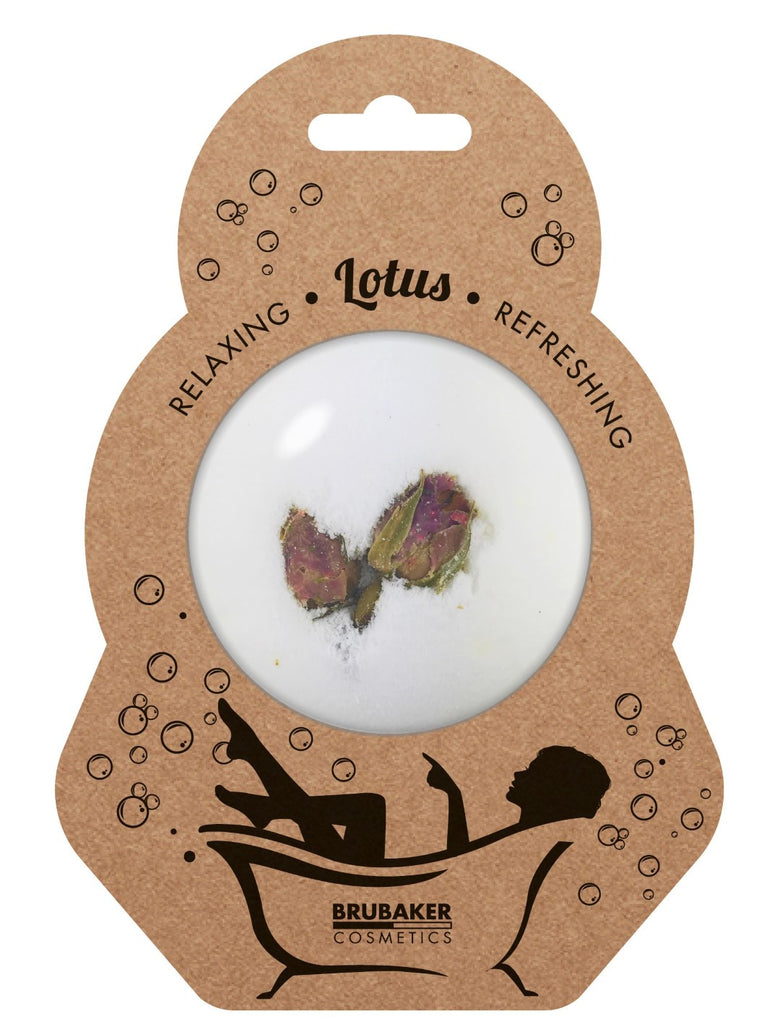 BRUBAKER Huge Handmade Fizzing Bath Bomb "Lotus" - Bath Fizzer - All Natural, Vegan, Organic Ingredients
