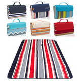 BRUBAKER Fleece Picnic Blanket with Waterproof Backing Blue Multicolor 60 x 53 Inches