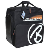 BRUBAKER "Champion" - Ski Boot Bag and Ski Bag for 1 Pair of Ski, Poles, Boots and Helmet - Black Orange