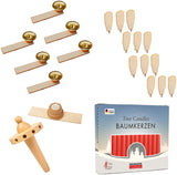 Full Replacement Kit for 18"/24" Natural Pyramid - 12 Fans, 6 Candle Holder, Fan Blades Holder, Nub and 20 Red Candles