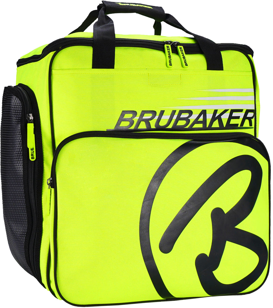 BRUBAKER Ski Boot Bag Super Champion Helmet Bag Backpack With Shoe Compartment - Neon Yellow / Black