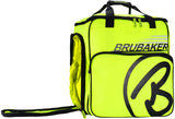 BRUBAKER Set of Cross-Country Ski Bag and Ski Boot Bag XC Touring Champion - For 1 Pair of Skis + Poles + Boots + Helmet - Neon Yellow / Black
