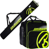 BRUBAKER Set of Ski Bag and Ski Boot Bag Carver Champion - For 1 Pair of Skis + Poles + Boots + Helmet -  - Black / Neon Yellow
