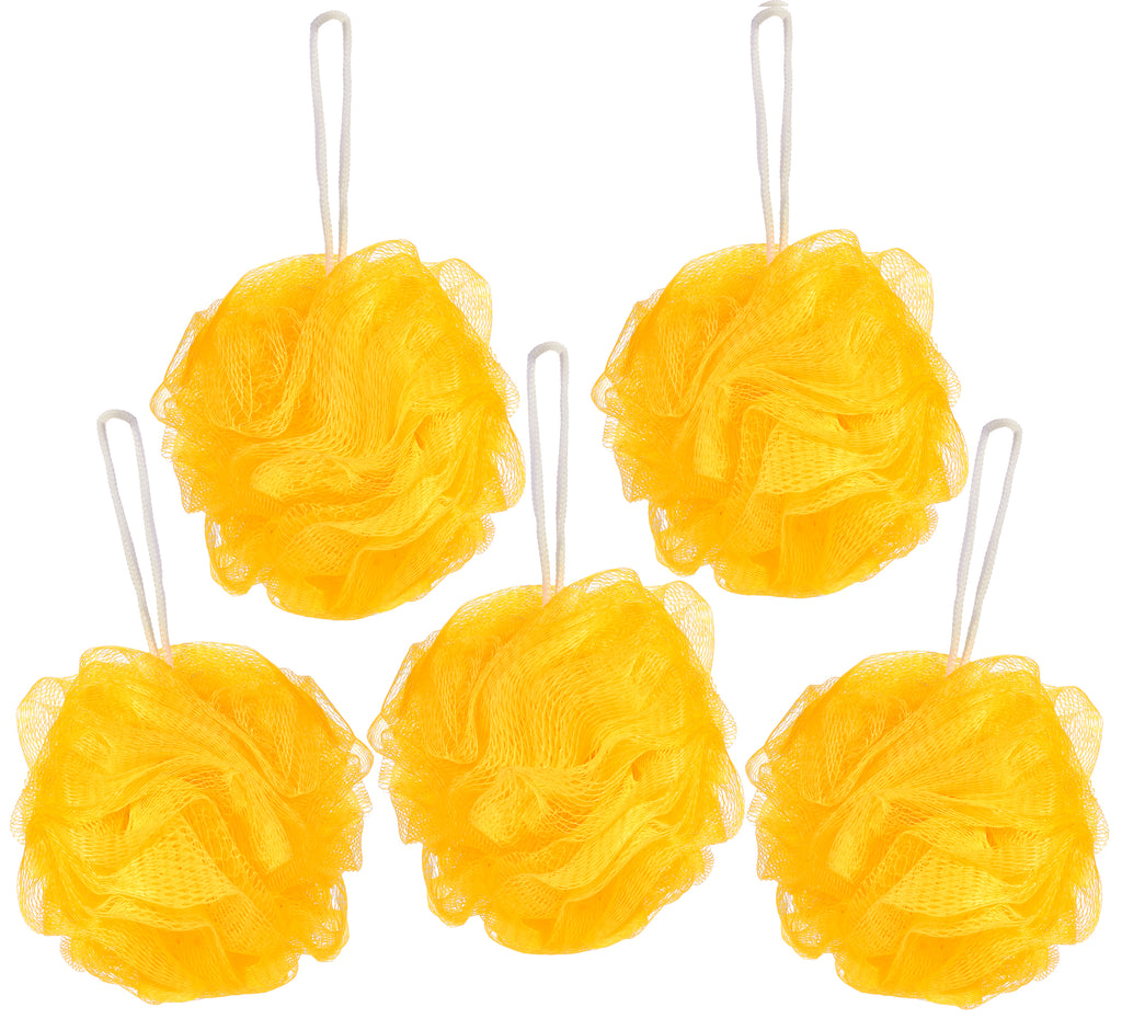 5-Pack BRUBAKER Cosmetics Premium Bath & Shower Sponge - Exfoliating Body Pouf - with String for Hanging