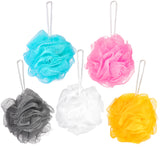 5-Pack BRUBAKER Cosmetics Premium Bath & Shower Sponge - Exfoliating Body Pouf - with String for Hanging