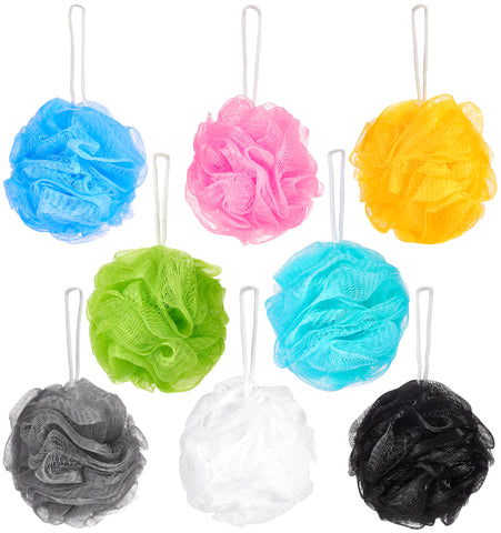 5-Pack BRUBAKER Cosmetics Premium Bath & Shower Sponge - Exfoliating Body Pouf - with String for Hanging