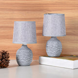 BRUBAKER Table or Bedside Lamps - Gray - Ceramic Base in Two-Tone Stone Finish - 10.6 Inches - Pack of 1 or 2