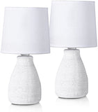 BRUBAKER Table or Bedside Lamps - White - Ceramic Base In Stone Finish - 11 Inches - Pack of 1 or 2
