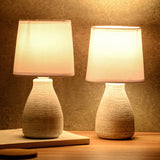 BRUBAKER Table or Bedside Lamps - White - Ceramic Base In Stone Finish - 11 Inches - Pack of 1 or 2