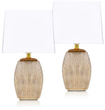 BRUBAKER Table or Bedside Lamps - Gold/White - Ceramic Base - 15 Inches - Pack of 1 or 2