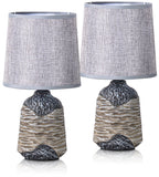 BRUBAKER Table or Bedside Lamps - Gray/Dark Gray - Ceramic Base In Two-Tone Stone Finish - 10.8 Inches - Pack of 1 or 2