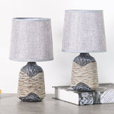 BRUBAKER Table or Bedside Lamps - Gray/Dark Gray - Ceramic Base In Two-Tone Stone Finish - 10.8 Inches - Pack of 1 or 2