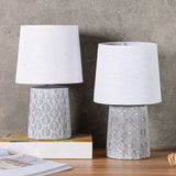 BRUBAKER Table or Bedside Lamps - White - Ceramic Base In Floral Design - 13 Inches - Pack of 1 or 2