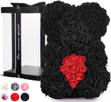 BRUBAKER Rose Bear 10 Inches - Flower Bear for Bridal Showers, Birthdays or Valentines Gift - Gift Box Included