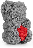 BRUBAKER Rose Bear 10 Inches - Flower Bear for Bridal Showers, Birthdays or Valentines Gift - Gift Box Included