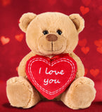 BRUBAKER Teddy Plush Bear With Red Heart - I Love You - 9.84 Inches - Cuddly Toy - Stuffed Animal - Brown