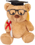 BRUBAKER Teddy Bear Stuffed Plush Animal with Glasses, Diploma and Square Academic Cap - Cuddly Toy for Graduation, High School or University - 9.84 Inches (25 cm) - Brown