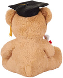 BRUBAKER Teddy Bear Stuffed Plush Animal with Glasses, Diploma and Square Academic Cap - Cuddly Toy for Graduation, High School or University - 9.84 Inches (25 cm) - Brown