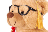 BRUBAKER Teddy Bear Stuffed Plush Animal with Glasses, Diploma and Square Academic Cap - Cuddly Toy for Graduation, High School or University - 9.84 Inches (25 cm) - Brown