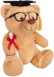 BRUBAKER Teddy Bear Stuffed Plush Animal with Glasses, Diploma and Square Academic Cap - Cuddly Toy for Graduation, High School or University - 9.84 Inches (25 cm) - Brown